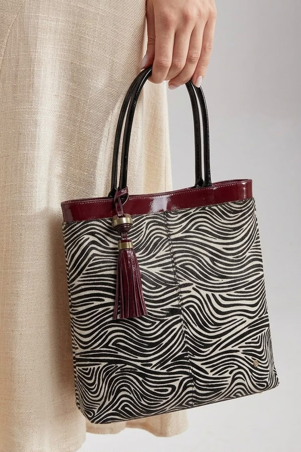 Bolso 2008 Pelo Cebra X Charol Vino
