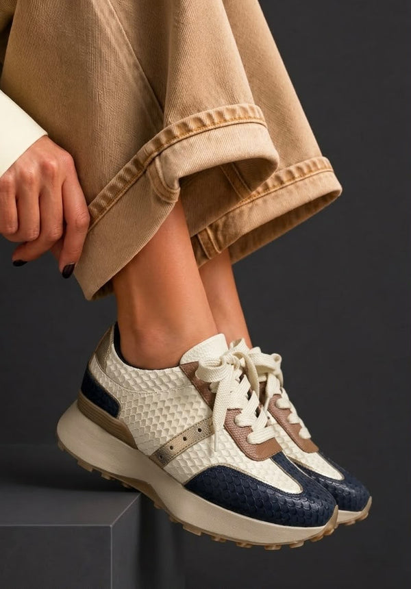 Tenis D-41 Blanco Ostra X Azul