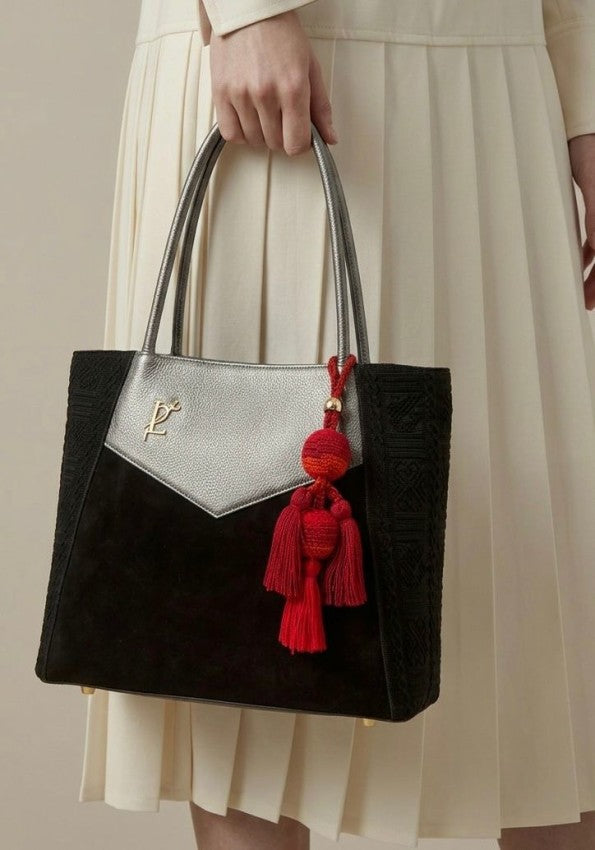 Bolso Tejido Lmp 1945 Negro x Accesorio Rojo