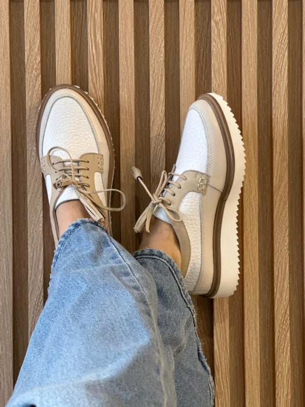 Zapato B-139 Blanco X Pardo