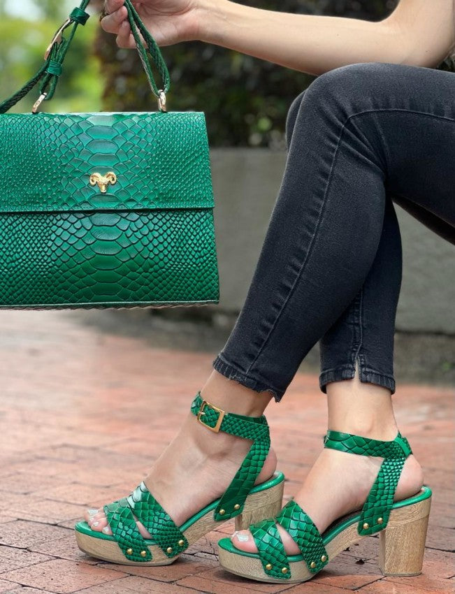 Sandalia Tacon 2880 Verde Esmeralda