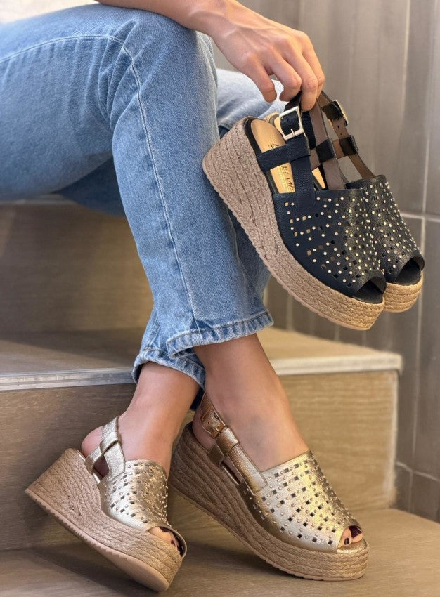 Sandalia 35622 Oro - Negro