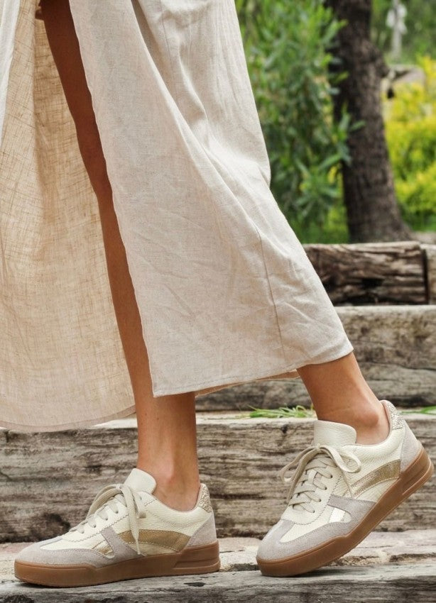 Tenis 908 Blanco Ostra x Oro