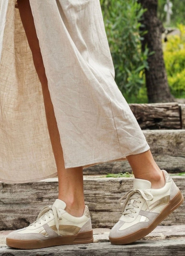 Tenis 908 Blanco Ostra x Oro
