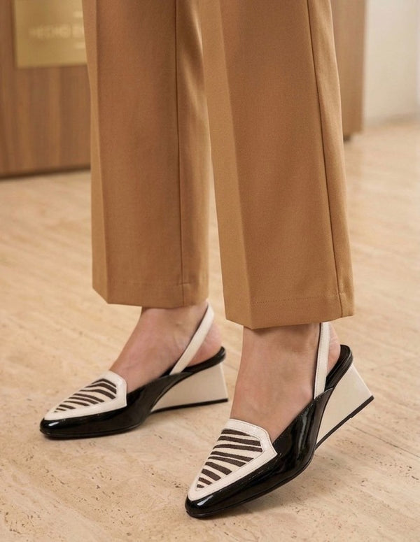 Zapato Megan 361 Negro x Marfil x Pelo