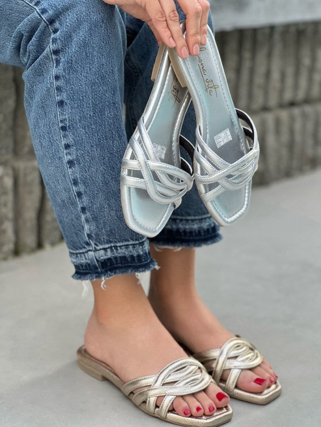 Sandalia Plana 3888 Plata - Oro