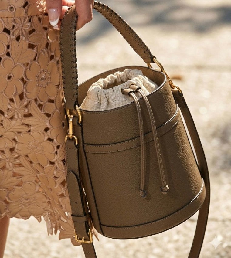 Bolso Balde Solier Tejido Taupe