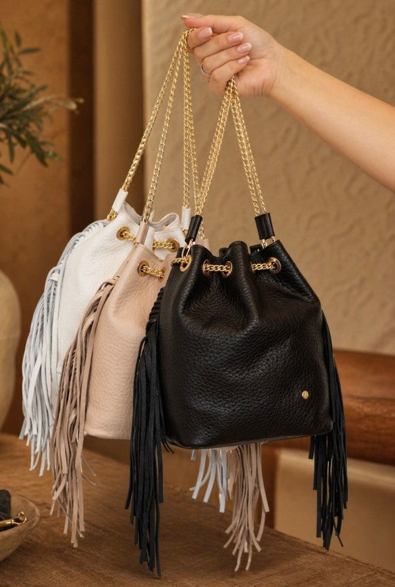 Bolso Flecos 2608 Negro - Nude - Sabia - Talco