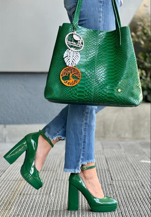 Zapato Tacon 7305 Verde Esmeralda