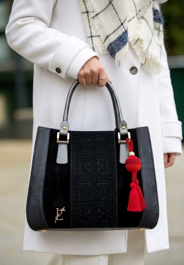 Bolso Tejido Lmp 1933 Negro x Accesorio Rojo