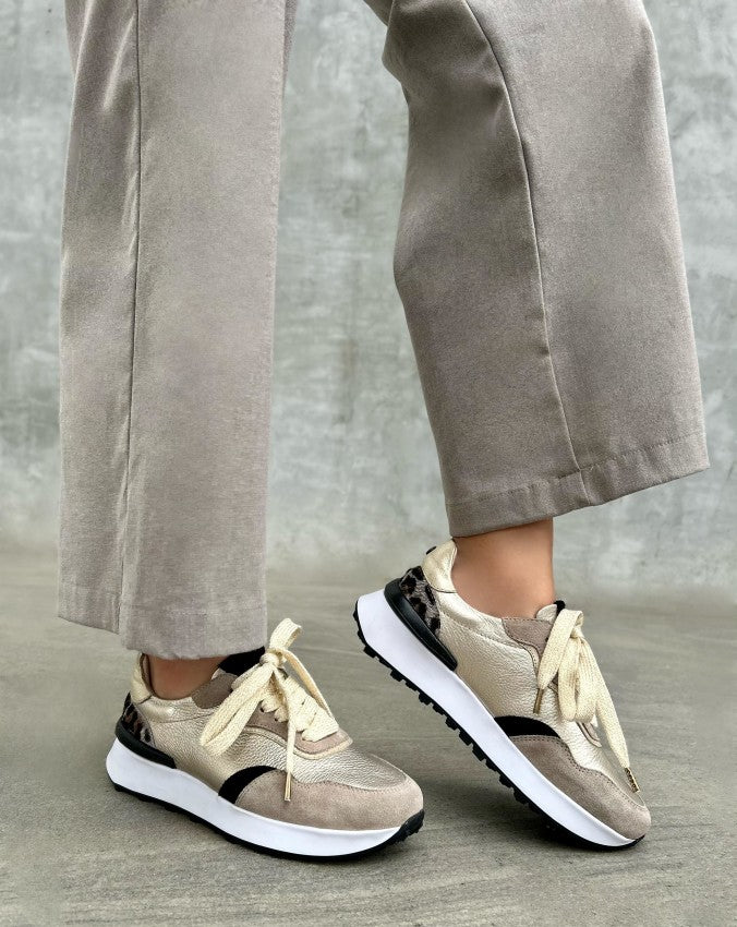 Tenis Abril Platino X Taupe X Print