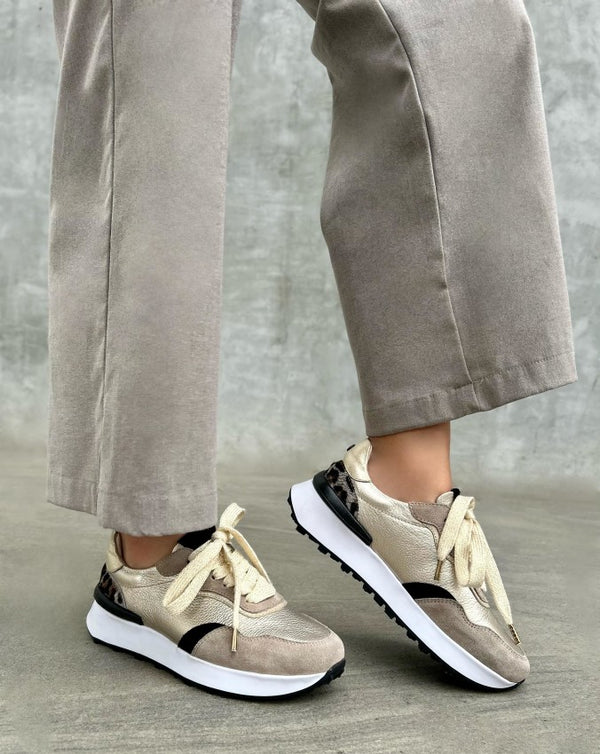 Tenis Abril Platino X Taupe X Print